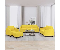 Sofa Sofos komplektas su pagalvėlėmis, 4 dalių, geltonas, audinys