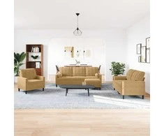 Sofa Sofos komplektas su pagalvėlėmis, 4 dalių, rudas, aksomas
