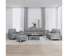 Sofa Sofos komplektas su pagalvėlėmis, 4 dalių, pilkas, audinys