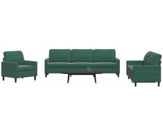 Sofa Sofos komplektas su pagalvėlėmis, 4 dalių, žalias, aksomas