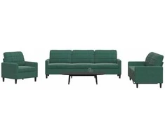 Sofa Sofos komplektas su pagalvėlėmis, 4 dalių, žalias, aksomas