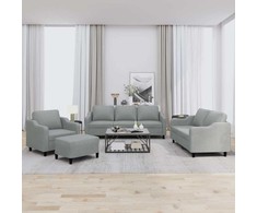 Sofa Sofos komplektas su pagalvėlėmis, 4 dalių, pilkas, audinys