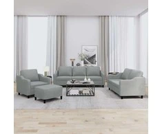 Sofa Sofos komplektas su pagalvėlėmis, 4 dalių, pilkas, audinys