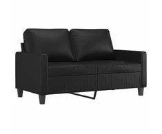 Sofa Sofos komplektas su pagalvėlėmis, 4 dalių, juodas, dirbtinė oda