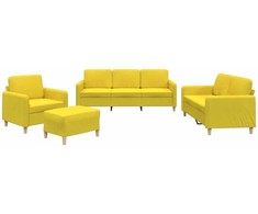 Sofa Sofos komplektas su pagalvėlėmis, 4 dalių, geltonas, audinys