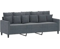 Sofa Sofos komplektas su pagalvėlėmis, 4 dalių, pilkas, aksomas