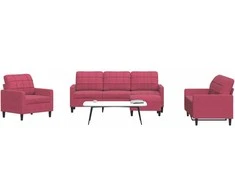 Sofa Sofos komplektas su pagalvėlėmis, 4 dalių, vyno, aksomas