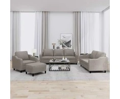 Sofa Sofos komplektas su pagalvėlėmis, 4 dalių, taupe, audinys