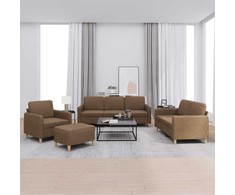 Sofa Sofos komplektas su pagalvėlėmis, 4 dalių, rudas, audinys