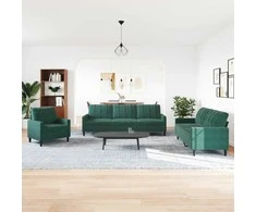 Sofa Sofos komplektas su pagalvėlėmis, 4 dalių, žalias, aksomas