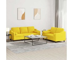Sofa Sofos komplektas su pagalvėmis, 2 dalių, geltonas, audinys