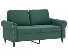 Sofa Sofos komplektas su pagalvėmis, 2 dalių, žalias, aksomas