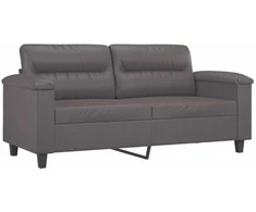 Sofa Sofos komplektas su pagalvėmis, 2 dalių, pilkas, dirbtinė oda