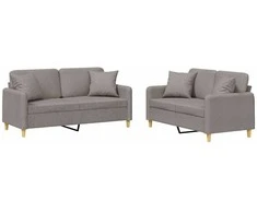Sofa Sofos komplektas su pagalvėmis, 2 dalių, taupe, audinys