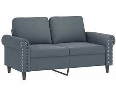 Sofa Sofos komplektas su pagalvėmis, 2 dalių, pilkas, aksomas