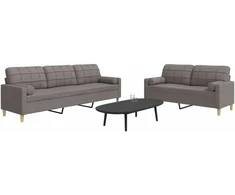 Sofa Sofos komplektas su pagalvėmis, 2 dalių, taupe, audinys