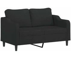 Sofa Sofos komplektas su pagalvėmis, 2 dalių, juodas, audinys