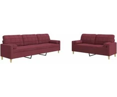 Sofa Sofos komplektas su pagalvėmis, 2 dalių, vyno, audinys