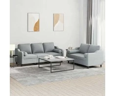 Sofa Sofos komplektas su pagalvėmis, 2 dalių, pilkas, audinys