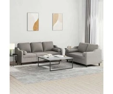 Sofa Sofos komplektas su pagalvėmis, 2 dalių, taupe, audinys