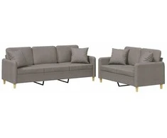 Sofa Sofos komplektas su pagalvėmis, 2 dalių, taupe, audinys