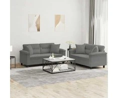 Sofa Sofos komplektas su pagalvėmis, 2 dalių, pilkas, audinys