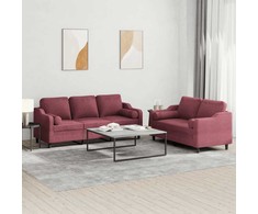 Sofa Sofos komplektas su pagalvėmis, 2 dalių, vyno, audinys