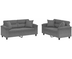 Sofa Sofos komplektas su pagalvėmis, 2 dalių, pilkas, audinys