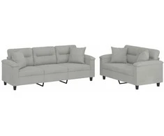 Sofa Sofos komplektas su pagalvėmis, 2 dalių, pilkas, audinys