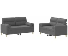 Sofa Sofos komplektas su pagalvėmis, 2 dalių, pilkas, audinys