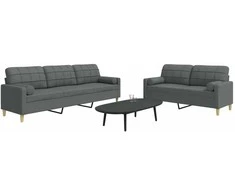 Sofa Sofos komplektas su pagalvėmis, 2 dalių, pilkas, audinys