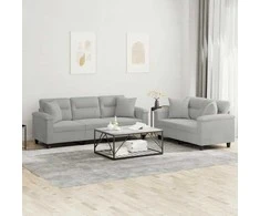Sofa Sofos komplektas su pagalvėmis, 2 dalių, pilkas, audinys