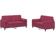 Sofa Sofos komplektas su pagalvėmis, 2 dalių, vyno, aksomas