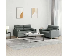 Sofa Sofos komplektas su pagalvėmis, 2 dalių, pilkas, audinys