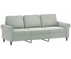 Sofa Sofos komplektas su pagalvėmis, 2 dalių, pilkas, aksomas