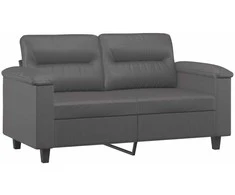 Sofa Sofos komplektas su pagalvėmis, 2 dalių, pilkas, dirbtinė oda