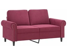 Sofa Sofos komplektas su pagalvėmis, 2 dalių, vyno, aksomas