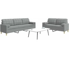 Sofa Sofos komplektas su pagalvėmis, 2 dalių, pilkas, audinys