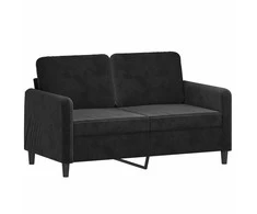 Sofa Sofos komplektas su pagalvėmis, 2 dalių, juodas, aksomas
