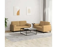 Sofa Sofos komplektas su pagalvėmis, 2 dalių, rudas, aksomas