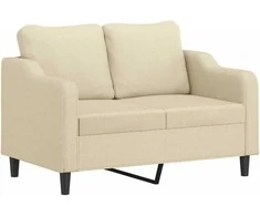 Sofa Sofos komplektas su pagalvėmis, 2 dalių, kreminis, audinys