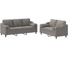 Sofa Sofos komplektas su pagalvėmis, 2 dalių, taupe, audinys