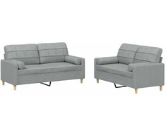 Sofa Sofos komplektas su pagalvėmis, 2 dalių, pilkas, audinys