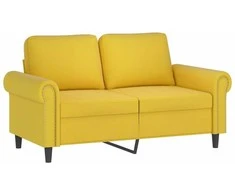 Sofa Sofos komplektas su pagalvėmis, 2 dalių, geltonas, aksomas