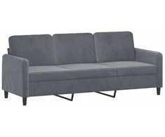 Sofa Sofos komplektas su pagalvėmis, 2 dalių, pilkas, aksomas