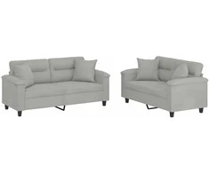 Sofa Sofos komplektas su pagalvėmis, 2 dalių, pilkas, audinys