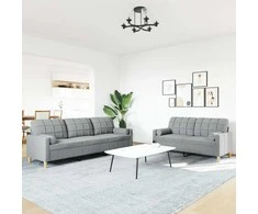 Sofa Sofos komplektas su pagalvėmis, 2 dalių, pilkas, audinys