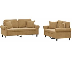 Sofa Sofos komplektas su pagalvėmis, 2 dalių, rudas, aksomas