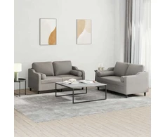 Sofa Sofos komplektas su pagalvėmis, 2 dalių, taupe, audinys