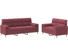 Sofa Sofos komplektas su pagalvėmis, 2 dalių, vyno, audinys